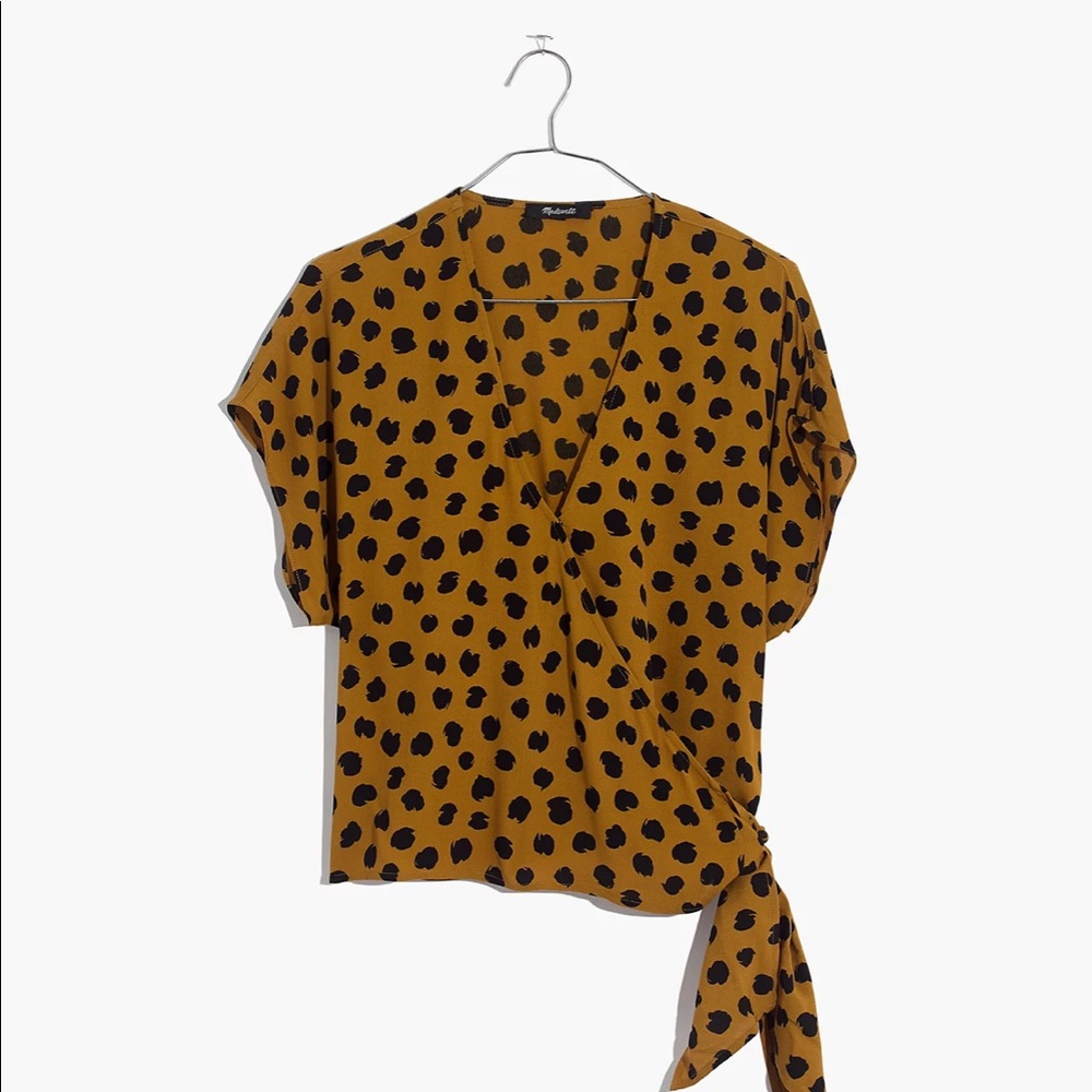NEW Madewell Side Tie Sash Blouse Painted Spots